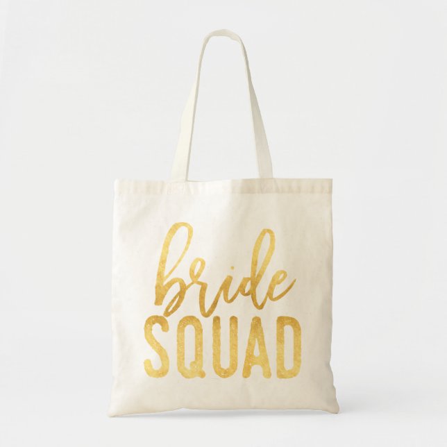 Bride Squad Gold Tote Bag (Front)