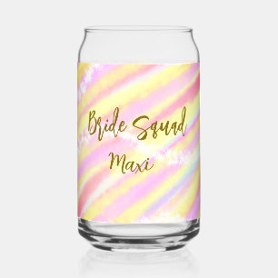 Bride squad golden pastel pink colorful glitter br can glass
