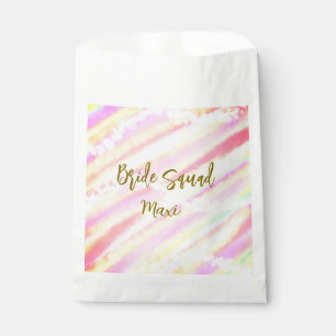 Bride squad golden pastel pink colorful glitter br favour bags