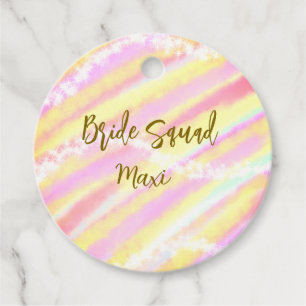 Bride squad golden pastel pink colorful glitter br favour tags
