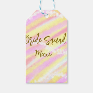 Bride squad golden pastel pink colorful glitter br gift tags