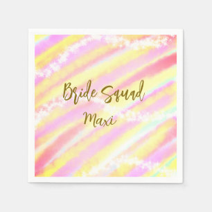 Bride squad golden pastel pink colorful glitter br napkin