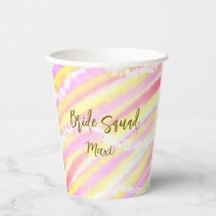 Bride squad golden pastel pink colorful glitter br paper cups