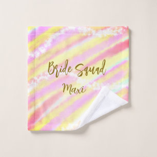 Bride squad golden pastel pink colorful glitter br wash cloth