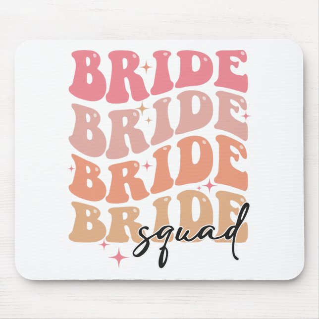 Bride Squad Groovy Theme Bridal Shower Bachelorett Mouse Mat (Front)