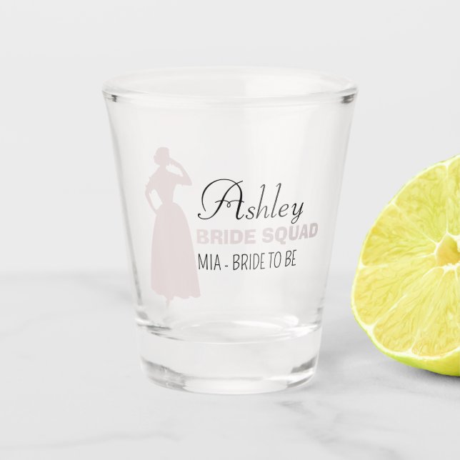 Bride Squad | Hot Pink Bachelorette Bridesmaid  Sh Shot Glass (Front)