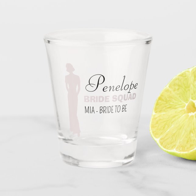 Bride Squad | Hot Pink Bachelorette Bridesmaid Sho Shot Glass (Front)