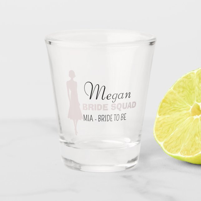 Bride Squad | Hot Pink Bachelorette Bridesmaid  Shot Glass (Front)