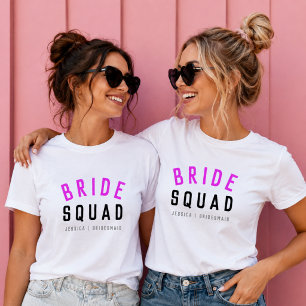 Bride Squad   Hot Pink Bachelorette Bridesmaid T-Shirt