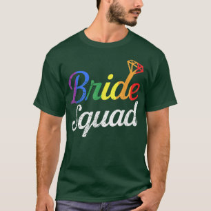 Bride Squad LGBT Rainbow Flag Lesbian Funny Gay Tr T-Shirt