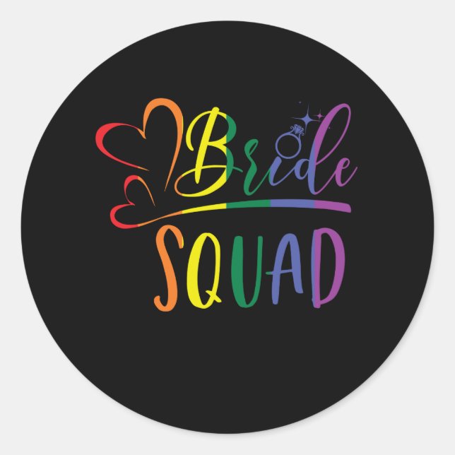 Bride Squad LGBT Wedding Bachelorette Lesbian Classic Round Sticker (Front)
