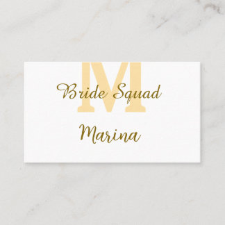 Bride squad monogram golden bridal shower simple  business card