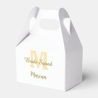 Bride squad monogram golden bridal shower simple  favour box