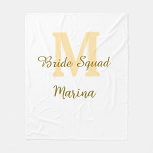 Bride squad monogram golden bridal shower simple  fleece blanket