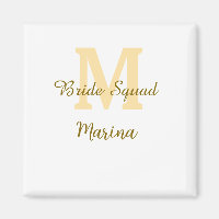 Bride squad monogram golden bridal shower simple