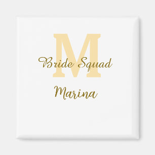Bride squad monogram golden bridal shower simple magnet
