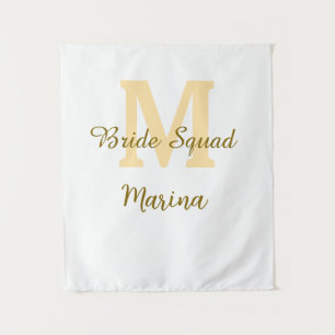 Bride squad monogram golden bridal shower simple tapestry