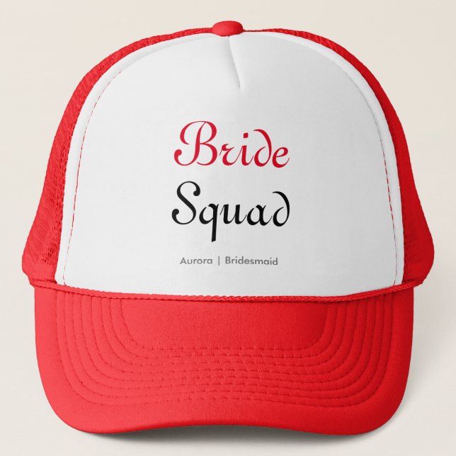 Bride Squad Personalised Bachelorette Bridesmaid Trucker Hat (Front)