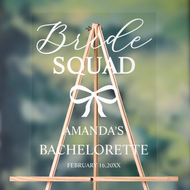 Bride Squad Personalized Bachelorette Welcome Acrylic Sign (Neutral)
