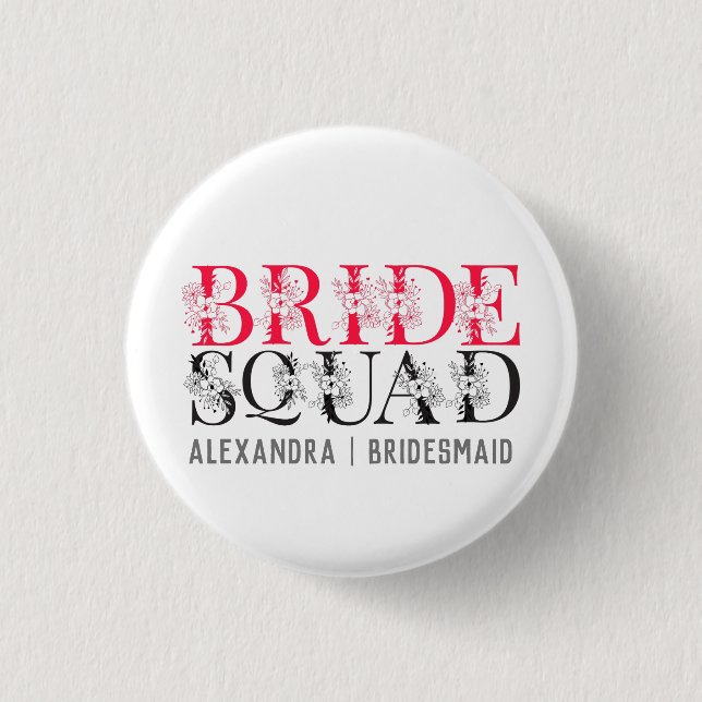 Bride Squad | Pink Bachelorette Party Bridesmaid 3 Cm Round Badge (Front)
