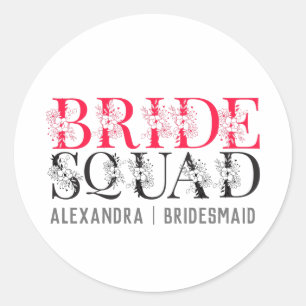 Bride Squad   Pink Bachelorette Party Bridesmaid Classic Round Sticker