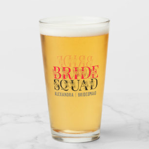 Bride Squad   Pink Bachelorette Party Bridesmaid  Glass