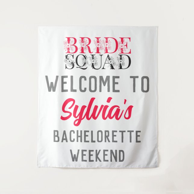 Bride Squad | Pink Bachelorette Party Bridesmaid  Tapestry (Front)