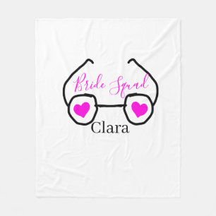 Bride squad pink black googles heart bridesmaid  fleece blanket