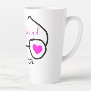 Bride squad pink black googles heart bridesmaid latte mug
