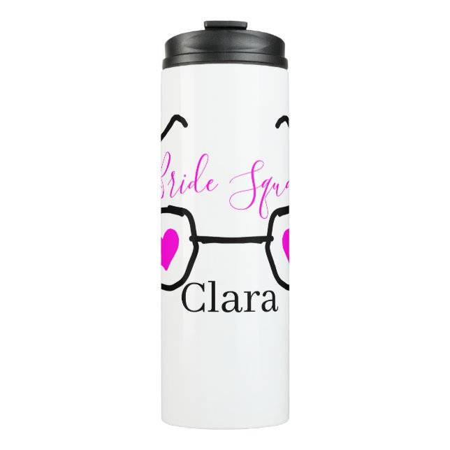 Bride squad pink black googles heart bridesmaid  thermal tumbler (Front)