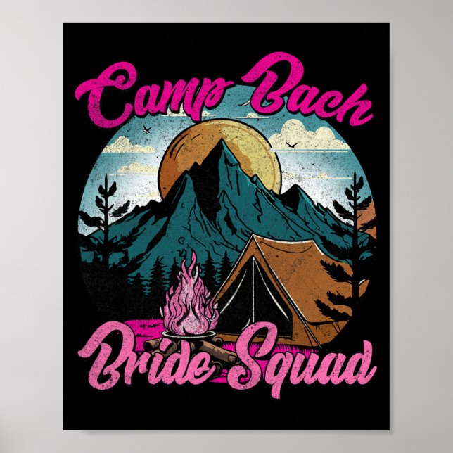 Bride Squad Retro Camping Camp Bachelorette Party  Poster (Front)