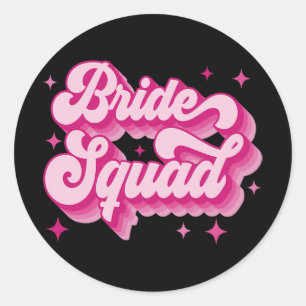 Bride Squad Retro Wedding Bridal Party Bachelorett Classic Round Sticker