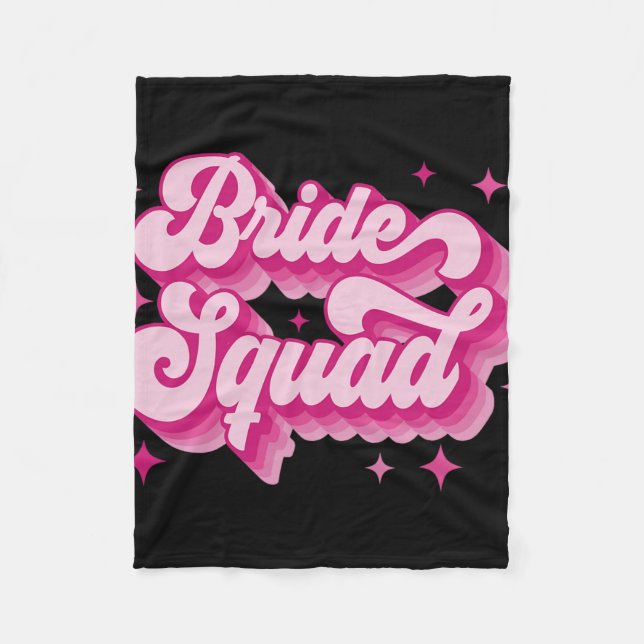 Bride Squad Retro Wedding Bridal Party Bachelorett Fleece Blanket (Front)