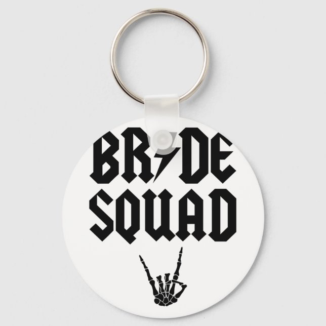 Bride Squad Rock N Roll Skeleton Hand Halloween Ba Key Ring (Front)