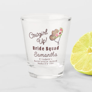 Bride Squad Rustic Pink Cowgirl Up Bachelorette Shot Glass