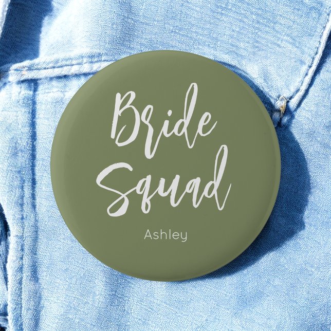 Bride Squad Sage Green White Wedding Button (Creator Uploaded)