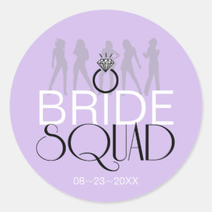 Bride Squad Silhouettes Black on Lites ID252 Classic Round Sticker