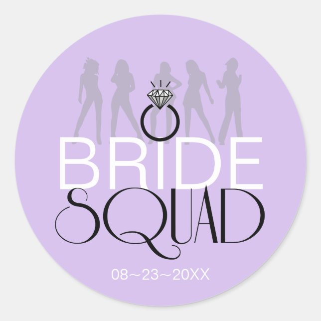 Bride Squad Silhouettes Black on Lites ID252 Classic Round Sticker (Front)