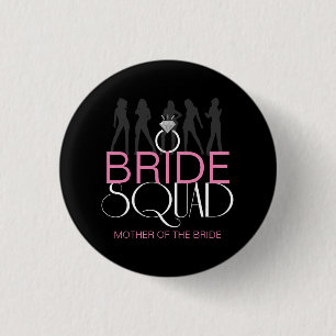 Bride Squad Silhouettes White on Dark  ID252 3 Cm Round Badge