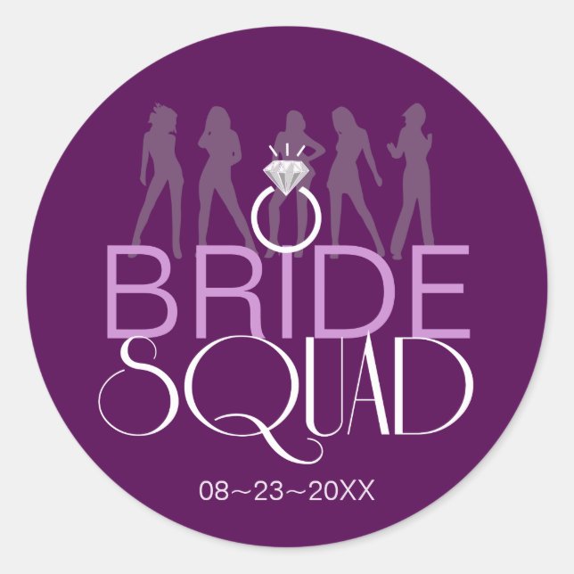 Bride Squad Silhouettes White on Darks ID252 Classic Round Sticker (Front)