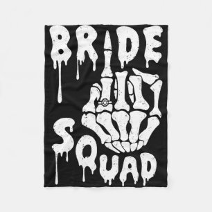 Bride Squad Skeleton Hand Funny Halloween Bachelor Fleece Blanket