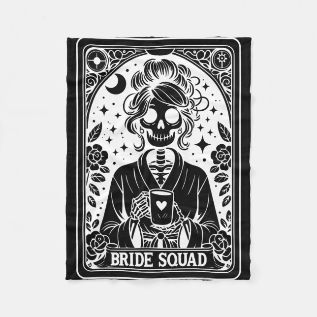 Bride Squad Tarot Card Bride Coven Gothic Bachelor Fleece Blanket (Front)