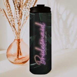 Bride Squad   Tropical Palms Bachelorette Monogram Thermal Tumbler
