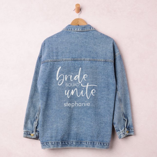 Bride Squad Unite Script Name Bachelorette Denim Jacket (Hangar)