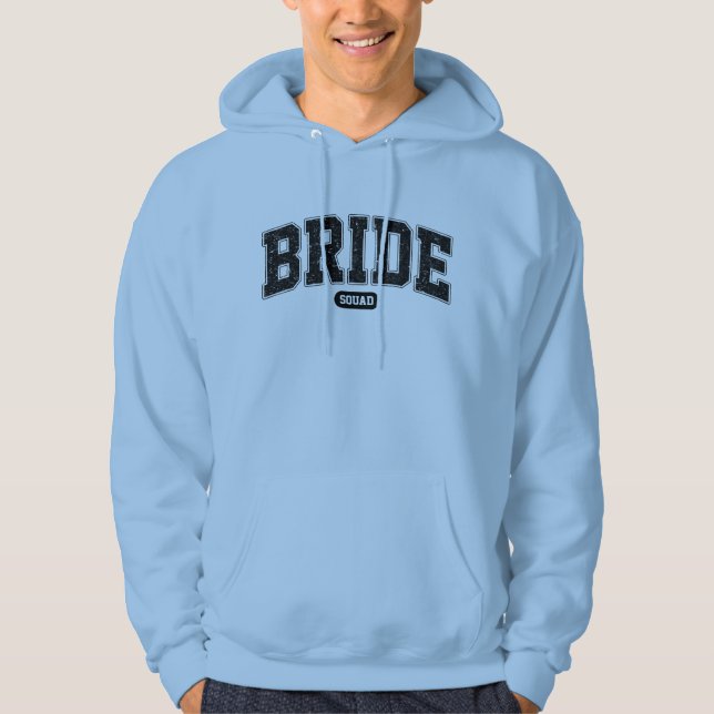 Bride Squad Varsity Typography Bachelorette Party Hoodie (Front)