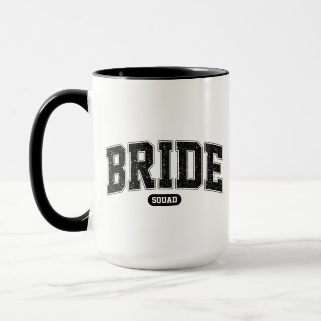 Bride Squad Varsity Typography Bachelorette Party Mug (Left)