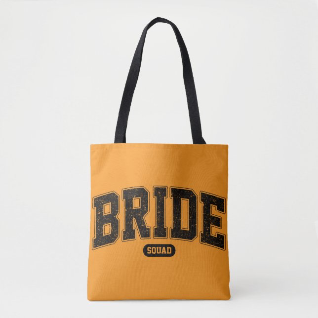 Bride Squad Varsity Typography Bachelorette Party Tote Bag (Front)