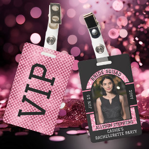 Bride Squad VIP Photo Badge Bachelorette Party ID Badge