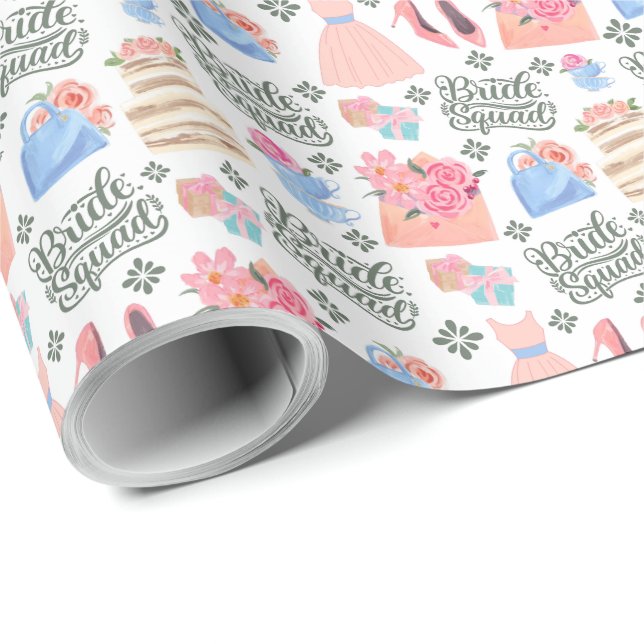 Bride Squad Wedding Gift Wrapping Paper (Roll Corner)