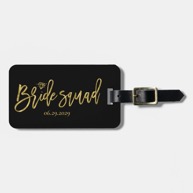 Bride Squad With Diamond Black Luggage Tag (Front Horizontal)